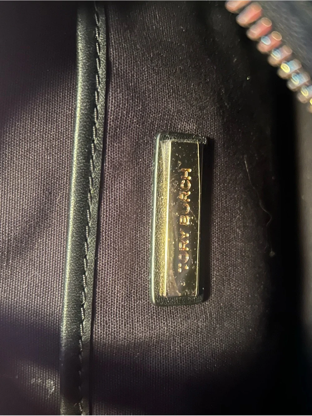 Tory Burch Black Leather Slim Crossbody with Gold Logo